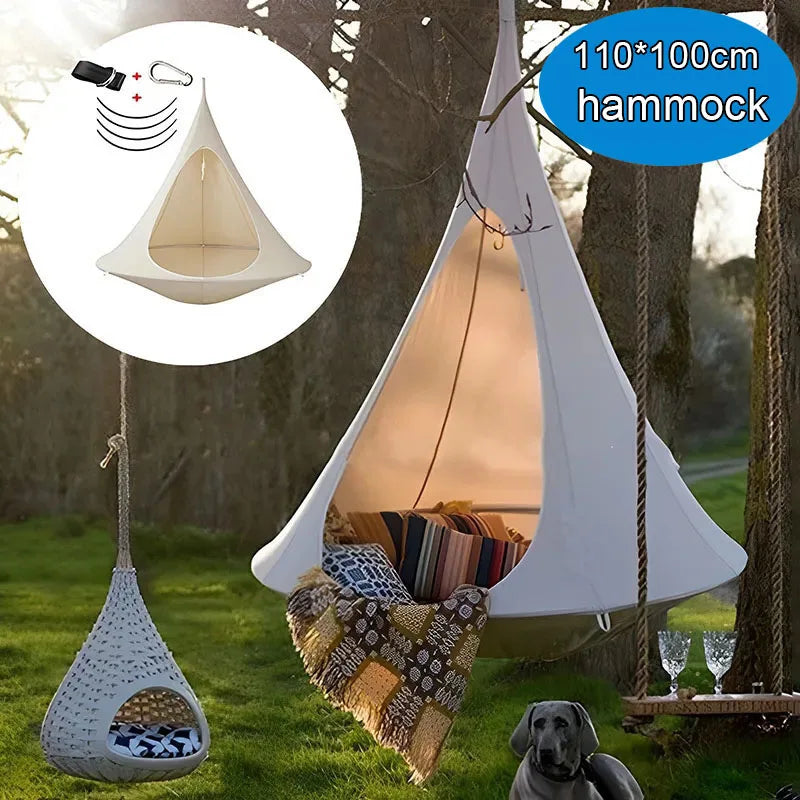 Double Cacoon Hanging Chair – Waterproof Outdoor Hammock Tent for Kids & Adults | 80KG Weight Capacity + Hanging Kit