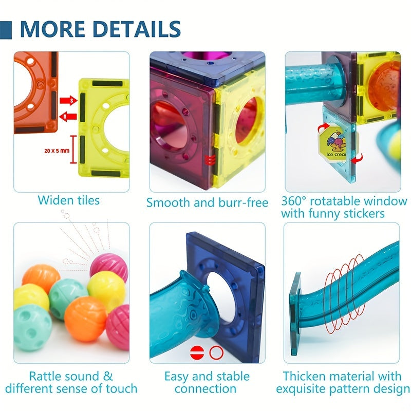 42pcs STEM magnetic tiles for kids, PVC building blocks toy, educational magnetic construction toy, colorful family toy for children, fun playtime toy for 3+