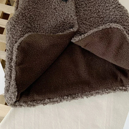 Autumn Winter Baby Lamb Wool Plush Vest – Unisex Kids Warm V-Neck Waistcoat for 1-6Y