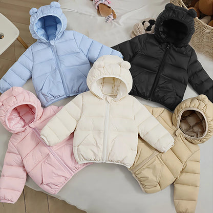 Kids Hooded Down Jacket – Autumn & Winter Unisex Coat (Ages 1-6)
