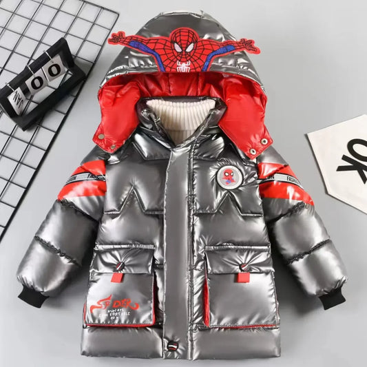 boys winter coat, Spiderman kids jacket, cotton-padded winter jacket, hooded parka boys, Disney Spiderman coat, kids winter outerwear, superhero jacket kids, thick winter coat boys, warm winter jacket children, boys cartoon coat, school winter coat boys, outdoor play winter coat, kids cold weather jacket, boys winter clothing 4-7Y, X-long down coat kids, boys winter fashion jacket, lightweight warm coat kids, cartoon pattern winter coat, winter down jacket boys, kids cozy hooded jacket