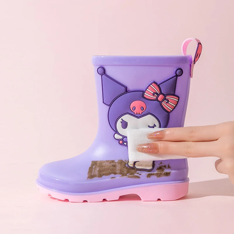 Unisex Kids Waterproof Patchwork Rain Boots – Slip-On PVC Casual Shoes for Children 4-6Y