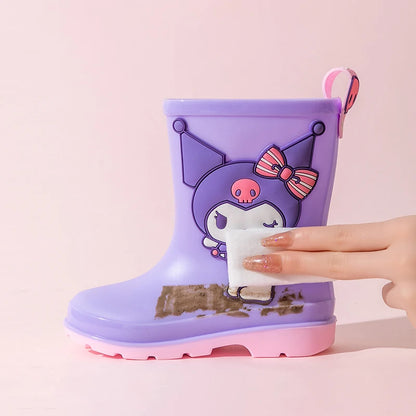 Unisex Kids Waterproof Patchwork Rain Boots – Slip-On PVC Casual Shoes for Children 4-6Y