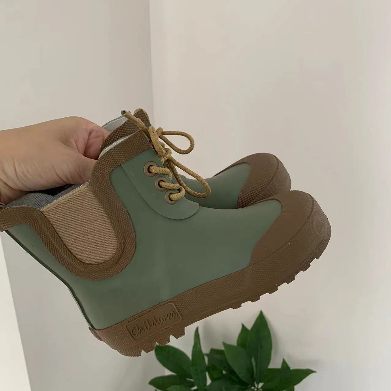 Kids Anti-Slip Rain Boots – Waterproof Lace-Up EVA Rubber Shoes (Sizes 23–32)