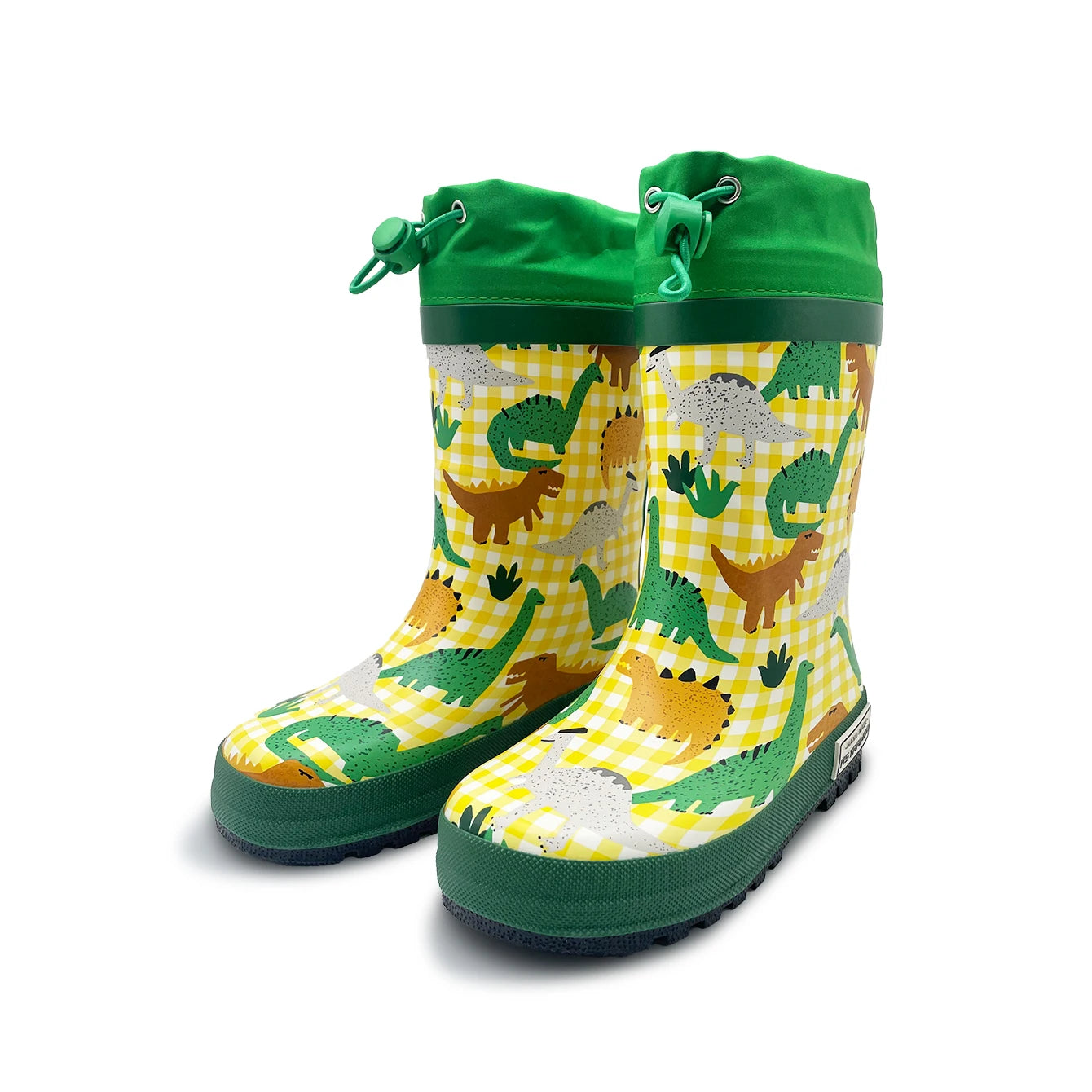 Kids Dinosaur Rain Boots – Waterproof Lace-Up Rubber Shoes for Boys & Girls