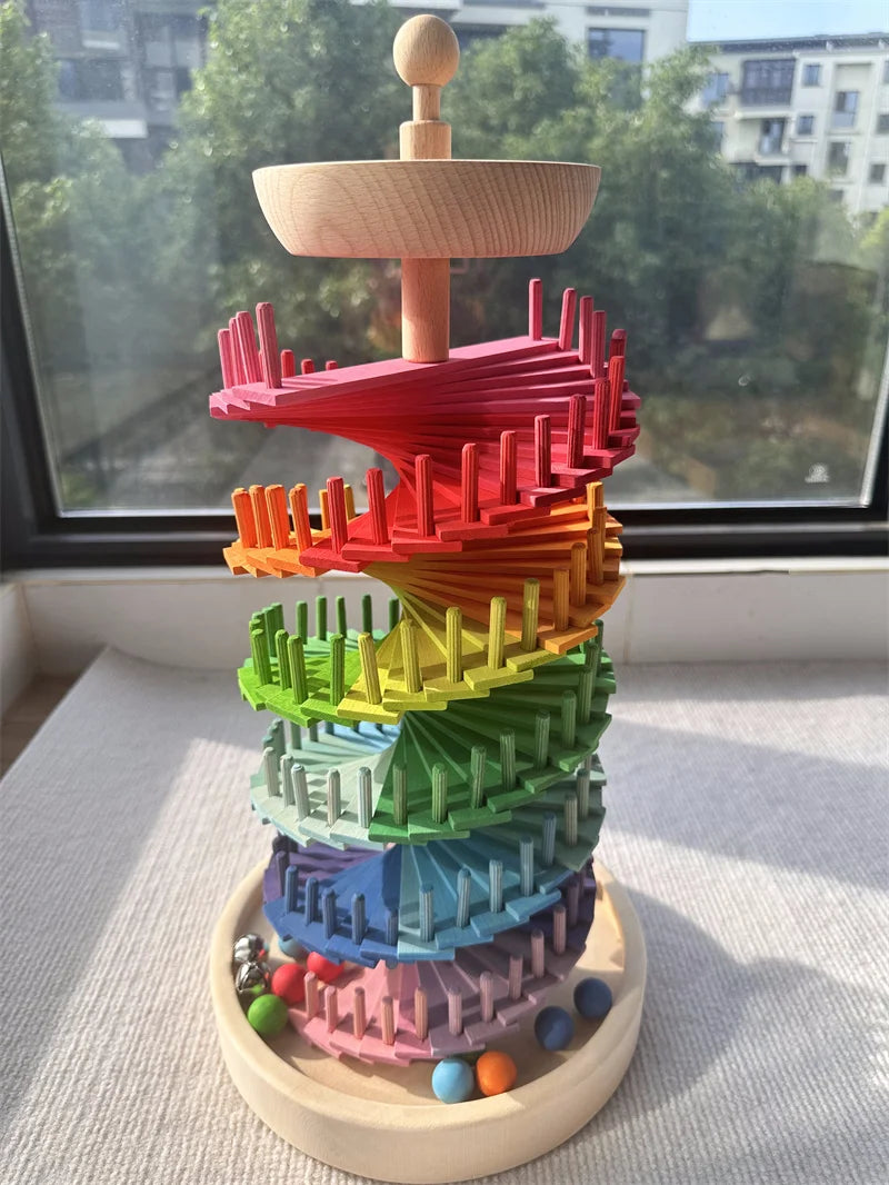 Rainbow Music Sounding Tree Wooden Marble Run – Educational Toy for Kids 4-12
