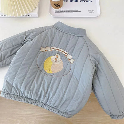 Toddler Baby Boys & Girls Cotton Fleece Jacket – Spring Autumn Long Sleeve Kids Coat 1-7Y