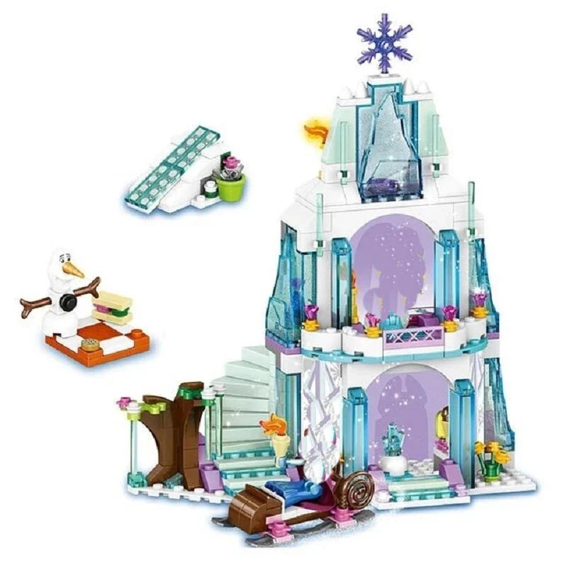 Frozen princess castle building blocks, Elsa ice castle toy, Disney Frozen castle set, DIY princess magic castle, kids building blocks set, Christmas gift for Frozen fans, birthday present for girls, educational construction toy, compatible Elsa castle building bricks