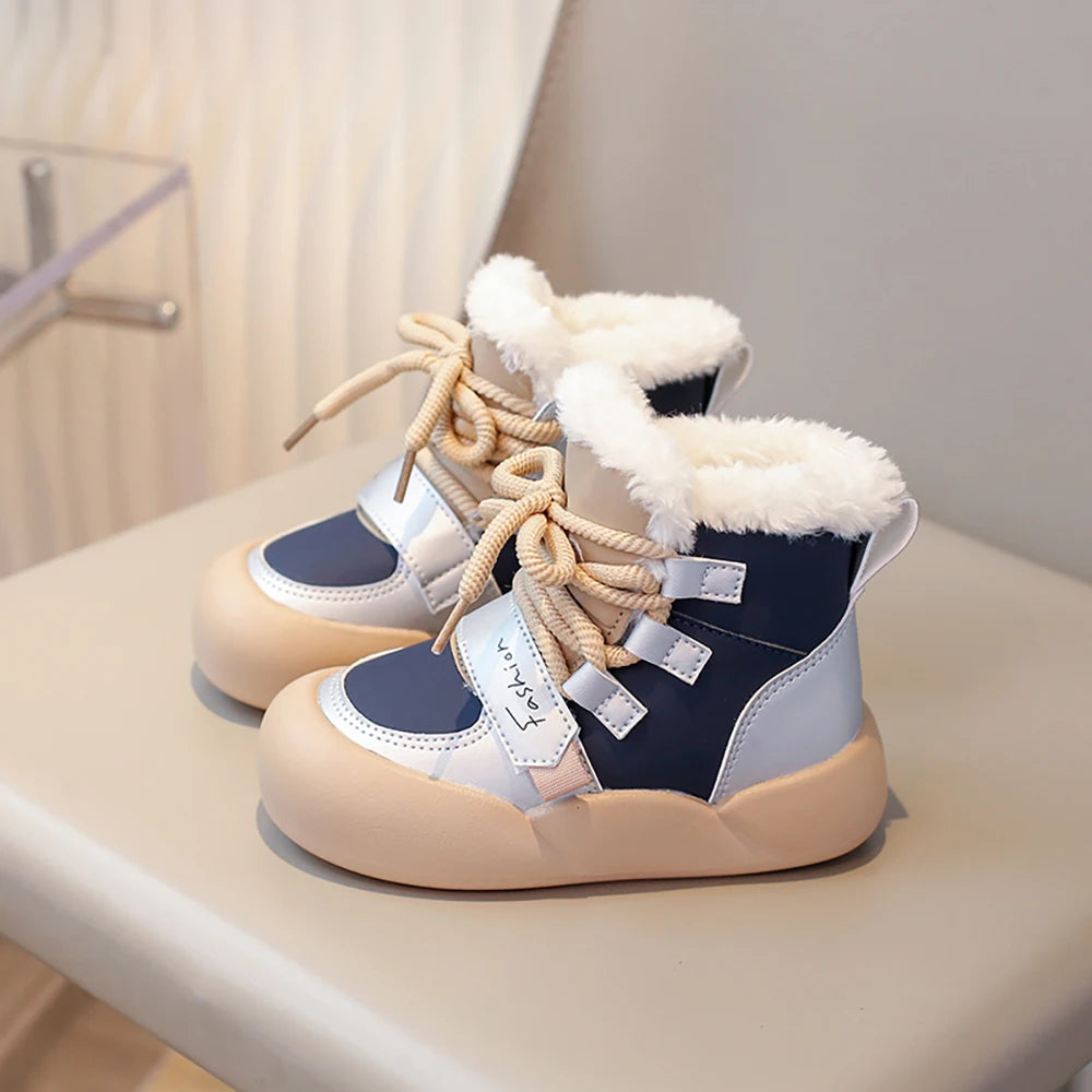 Pmwrun Kids Snow Boots – Waterproof Winter Shoes with Plush Lining &amp; Anti-Slip Sole