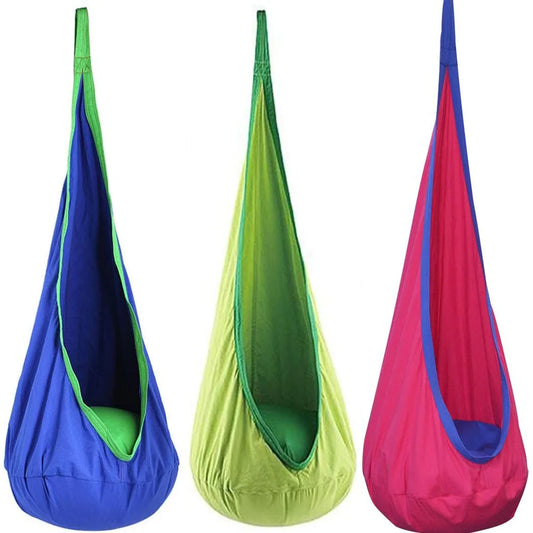 Kids Hanging Pod Swing Chair – Indoor & Outdoor Hammock Seat with Inflatable Cushion (Ages 3+)