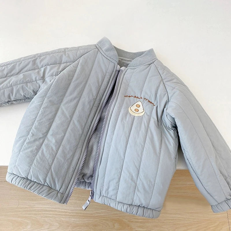 Toddler Baby Boys & Girls Cotton Fleece Jacket – Spring Autumn Long Sleeve Kids Coat 1-7Y