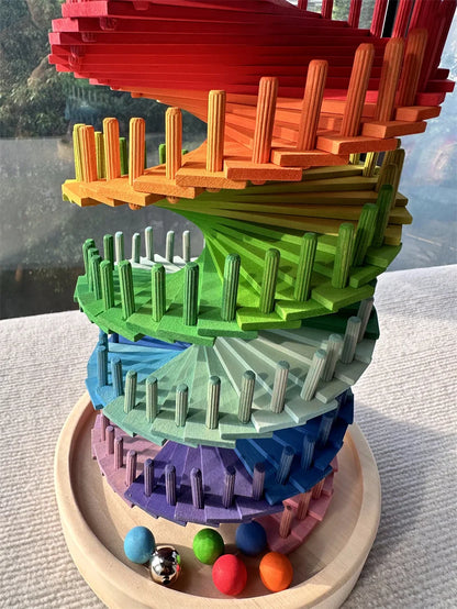 Rainbow Music Sounding Tree Wooden Marble Run – Educational Toy for Kids 4-12