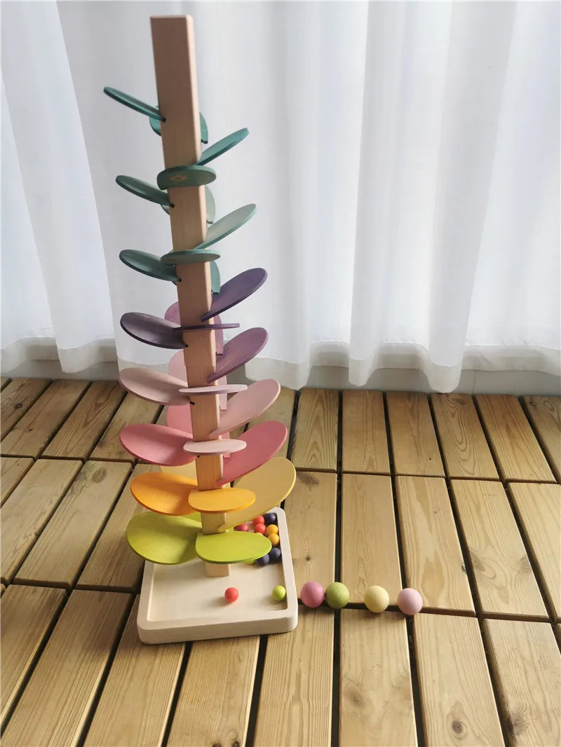 Rainbow Music Sounding Tree Wooden Marble Run – Educational Toy for Kids 4-12