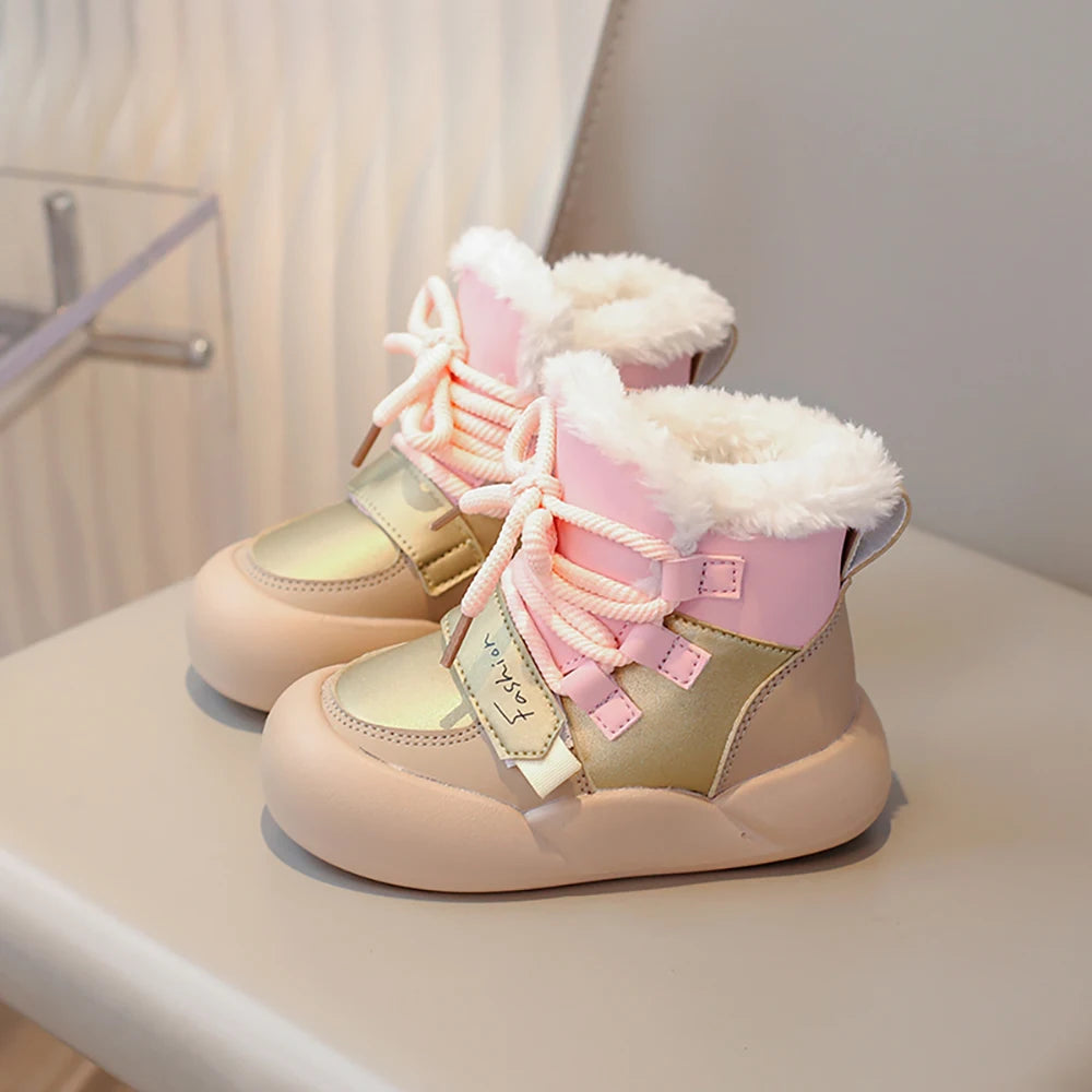 Pmwrun Kids Snow Boots – Waterproof Winter Shoes with Plush Lining &amp; Anti-Slip Sole