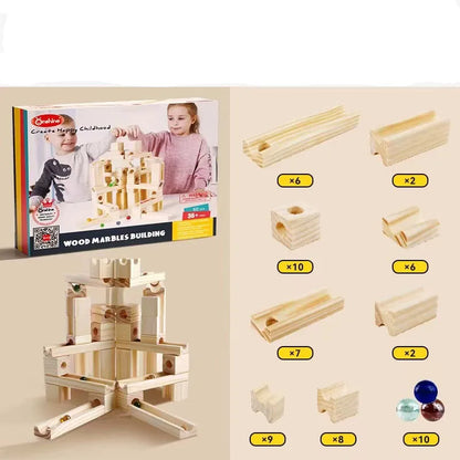 Rainbow Music Sounding Tree Wooden Marble Run – Educational Toy for Kids 4-12