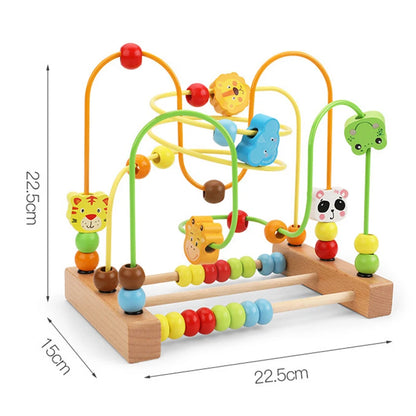 Montessori wooden bead maze, toddler educational toys 1-3 years, roller coaster bead maze toy, wooden abacus math toy, early learning toys for toddlers, fine motor skill development, color and number recognition toys, preschool Montessori toys, wooden sensory toys for kids