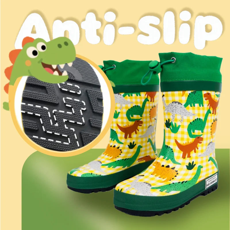 kids dinosaur rain boots, waterproof lace-up boots children, rubber rain boots for boys, rubber rain boots for girls, unisex kids rain boots, cartoon animal rain boots, waterproof outdoor shoes kids, anti-slip rain boots children, warm lined kids rain boots, cute rain boots with prints, toddler dinosaur waterproof shoes, lace-up waterproof boots kids, colorful kids rain boots, garden play waterproof boots, durable rubber rain boots