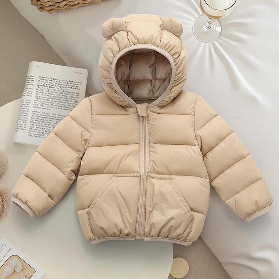 Kids Hooded Down Jacket – Autumn & Winter Unisex Coat (Ages 1-6)