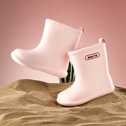 kids rain boots, waterproof rain shoes, cheerful mario boots, unisex rain boots kids, lightweight EVA rain boots, outdoor waterproof shoes children, boys girls rain boots, slip-on rain shoes kids, puddle boots for children, ankle rain boots kids, waterproof footwear boys girls, EVA waterproof boots, summer rain boots kids, casual waterproof shoes