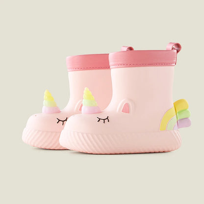 Cheerful Mario Girls’ Waterproof Slip-On Rain Boots – Fun Animal Print Wellies