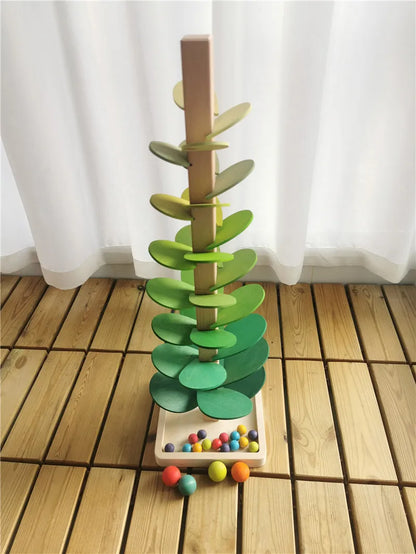 Rainbow Music Sounding Tree Wooden Marble Run – Educational Toy for Kids 4-12