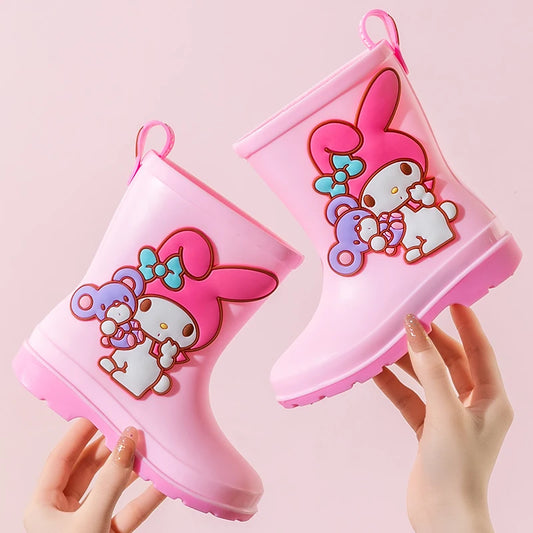 Unisex Kids Waterproof Patchwork Rain Boots – Slip-On PVC Casual Shoes for Children 4-6Y