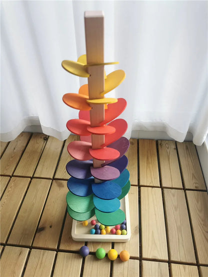 Rainbow Music Sounding Tree Wooden Marble Run – Educational Toy for Kids 4-12